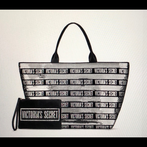 Victoria's Secret Handbags - Victoria’s Secret Sequins Tote Bag w/Pouch